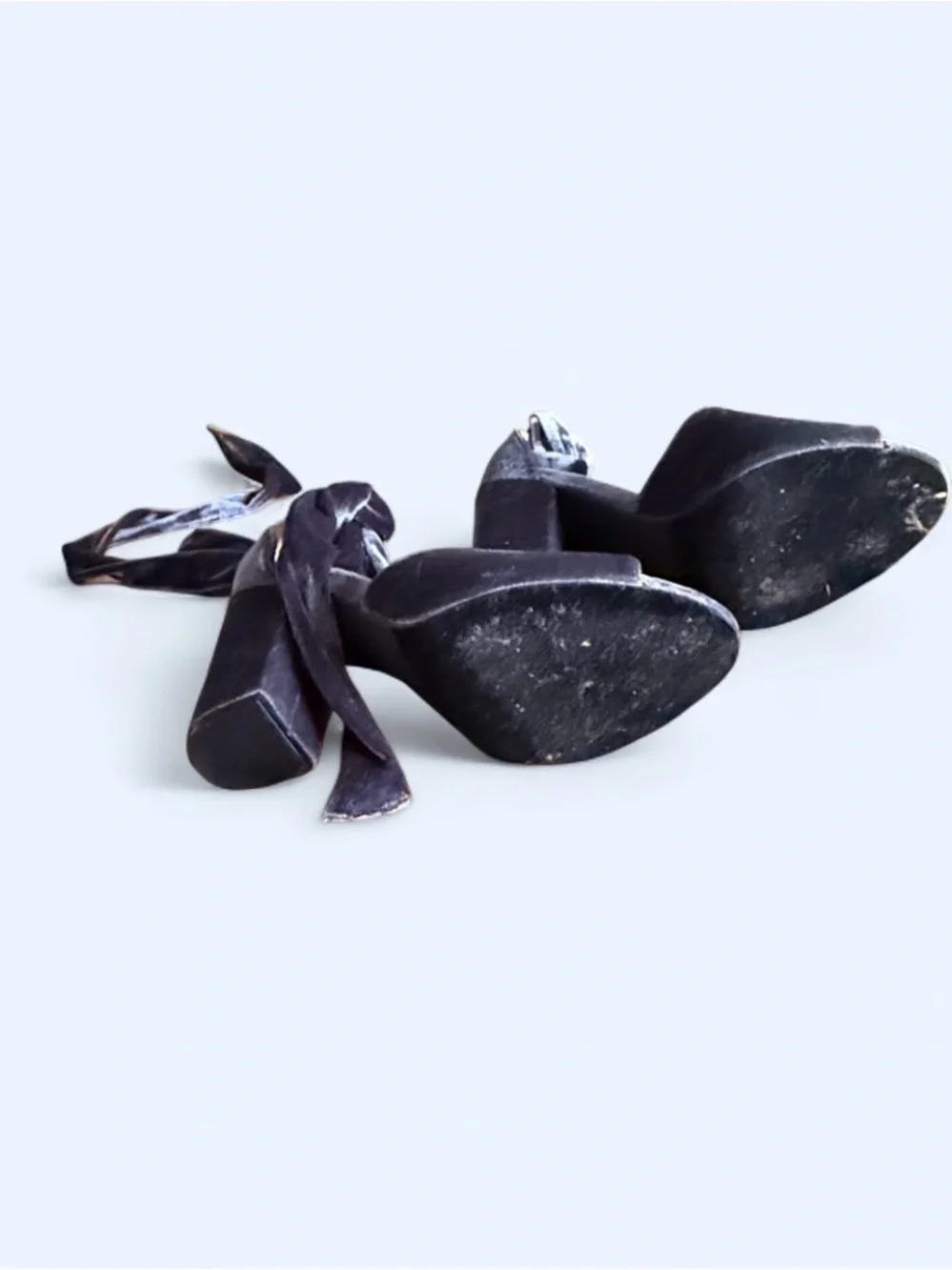 Catherine Malandrino Blue Velvet Ankle-Tie Peep-Toe Heels